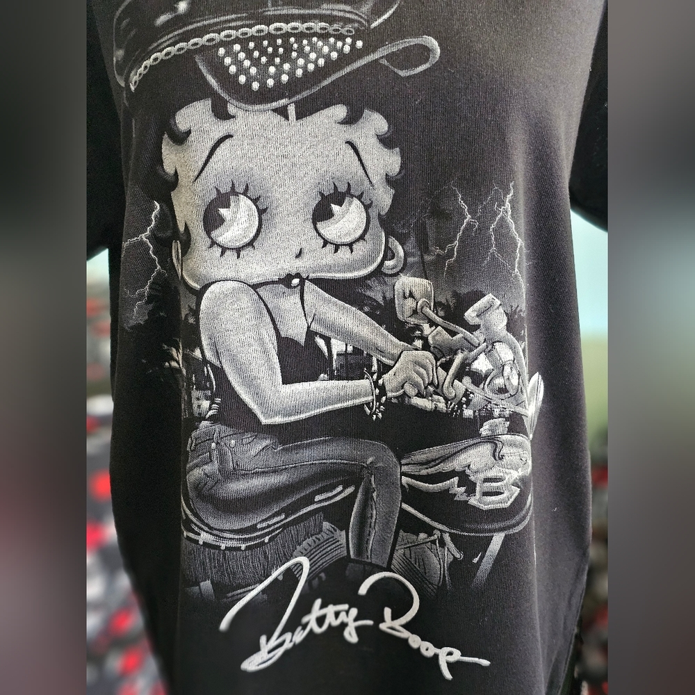 NWT Brisco Brands Betty Boop Biker Motorcycle Graphic T-Shirt